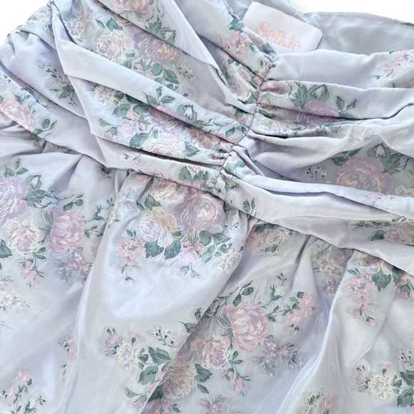 Selkie XS Lavender Pink Floral Ruched Mini Skirt - Picture 2 of 4